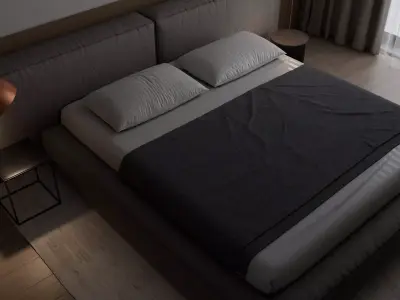 minimalistic bedroom Low-poly 3D model