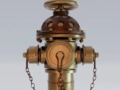 Fire Hydrant 25 - Steampunk Fireplug Vintage Design 3D model