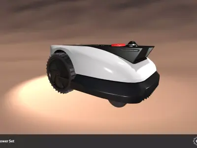 Robotic Lawn Mower Set Low-poly 3D model