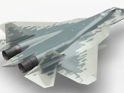  Su57 Stealth Jet Fighter Vehicle Grey Camo 