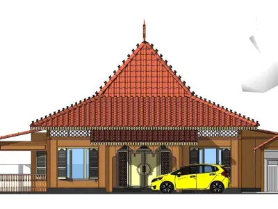 Unique Wooden Traditional Room Prayer Mushola Mosque 3D model