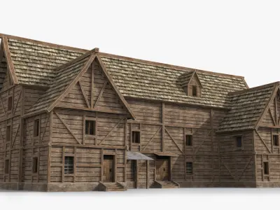 Medieval house x20 Low-poly 3D model