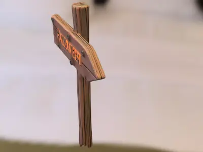 Halloween Wooden Signpost Low-poly 3D model