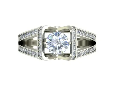 Women Wedding Engagement Two Band Ring 3D print model