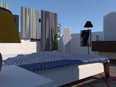 Home Bedroom Set wardrobe and furniture Low-poly 3D model