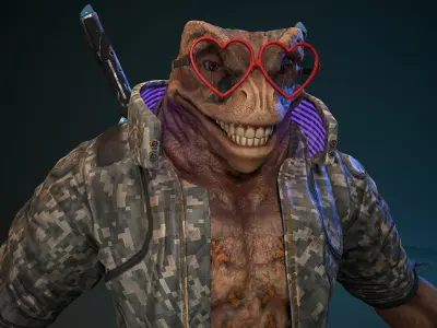 Cyberpunk Frog Low-poly 3D model