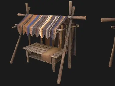 Market Stand Low-poly 3D model