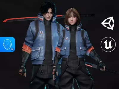 Cyberpunk Street Fighter - Game Ready Low-poly 3D model