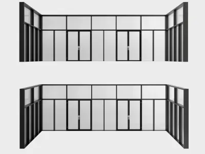Panoramic windows Door Entrance 3 Low-poly 3D model