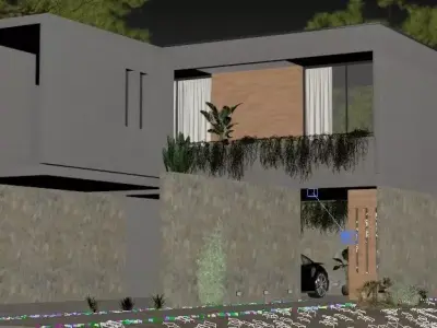 Stone Facede Villa 3d Scene 3D model
