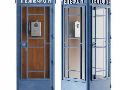 Clean Telephone booth with payphone AMT 69 3D model