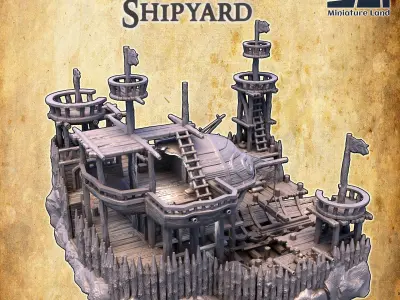 Pirate Shipyard Tabletop Terrain 28 mm 3D print model
