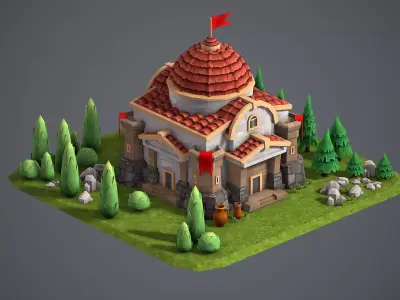 Stylized castle Low-poly 3D model