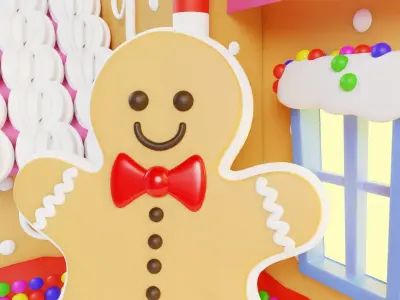 Candy House Lowpoly Isometric 3D model Low-poly 3D model