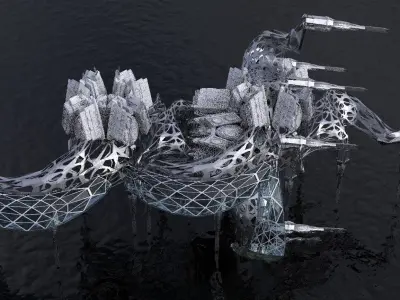 Dark Alien Hybrid base design Exterior 7 3D model