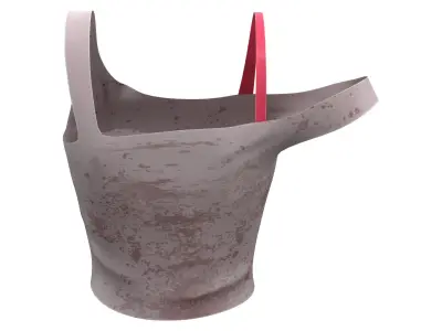 Female Stained Off Shoulder Crop Top Low-poly 3D model