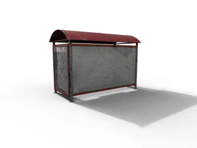 Old modern bus stop Terror Low-poly 3D model