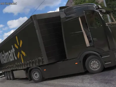  Electric Truck with Walmart Trailer Black Rigged 