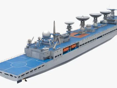  Yuan Wang 6 Tracking Ship with Satellite Dishes Blue Simplified 