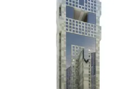Glass Bricked Skyscraper 3D model