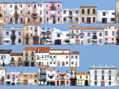 village buildings facade 3D model