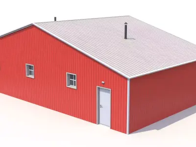 Red Farm Building 22 Low-poly 3D model