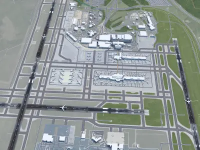 Cincinnati  Northern Kentucky Airport 10km Low-poly 3D model