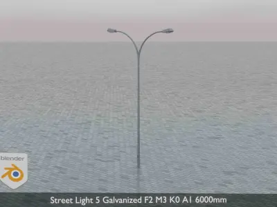 Street Light 5 Galvanized F2 M3 K0 A1 6000mm Low-poly 3D model