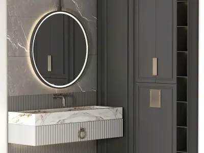 Bathroom furniture N023 in Neoclassic and Modern style 3D model