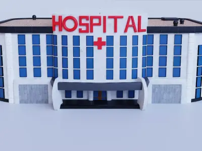 Modern hospital Building Polyclinic if you prefer Low-poly 3D model