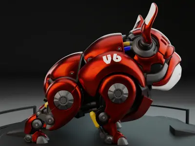 HWJ RAMBLER Mecha Bulldog Low-poly 3D model