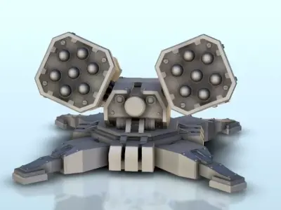 Double missile launcher turret 3  supported version - Future Sci 3D print model
