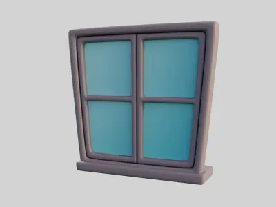 Cartoon Window 6b Low-poly 3D model
