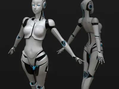 Female Cyborg 3D model 3D model