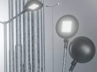 Street Light 4 Galvanized F2 M1 K0 10000mm Low-poly 3D model