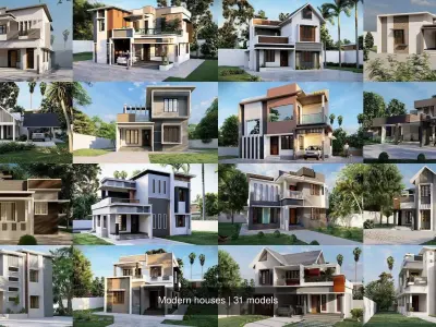 Modern houses 3D Model Pack