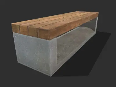 Bench 01 Low Poly PBR Realistic Low-poly 3D model