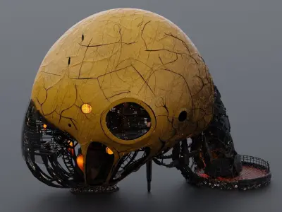 Organic Alien Building Structures Collection 3D model