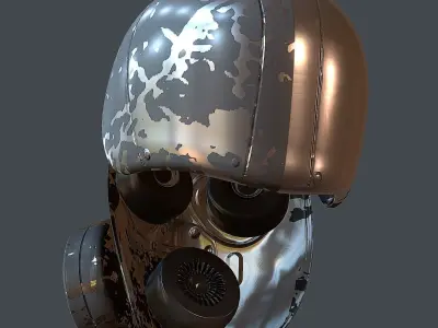 Gas mask helmet 3d model scifi Low-poly Low-poly 3D model 17