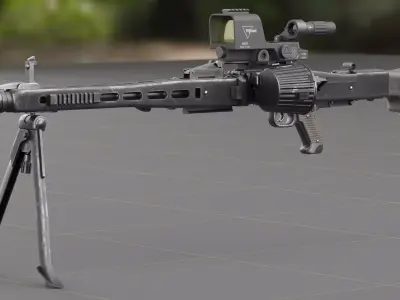 Modernized WW2 MG-42 BoneSaw Low-poly 3D model