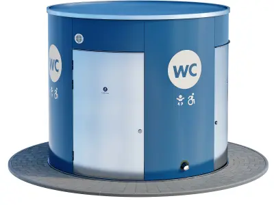 Public toilet round 3D model