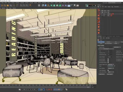 Redshift - C4D Scene files - Library Interior 3D model