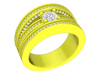 Modern Multi Band Pave Gemstone Ring Jewelry 3D Model 4505 3D print model
