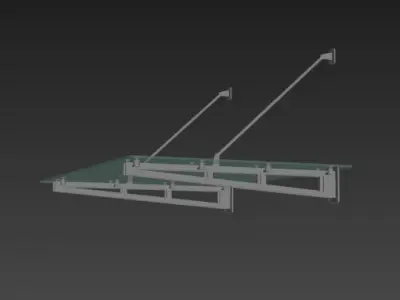 canopy glass door on side of building Low-poly 3D model
