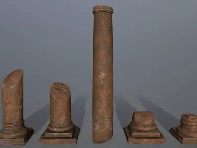 broken pillar Low-poly 3D model