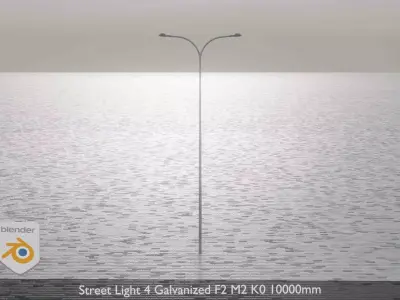 Street Light 4 Galvanized F2 M2 K0 10000mm Low-poly 3D model