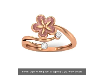 13 Flowers Light Wt Ring 3dm stl obj mtl gltf glb render 3D Model Pack