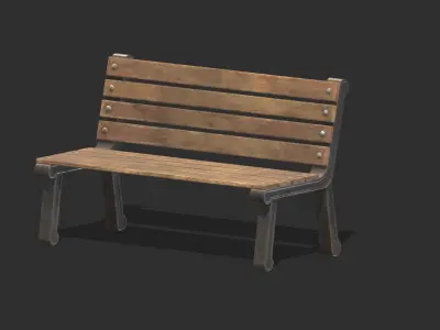 Bench 04 Low Poly PBR Realistic Low-poly 3D model