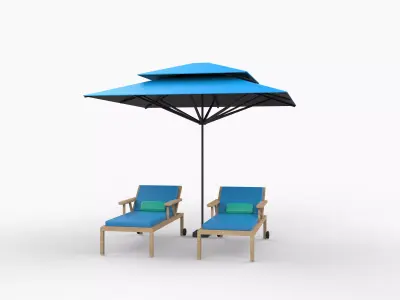 Recreation chair and umbrella  3D model
