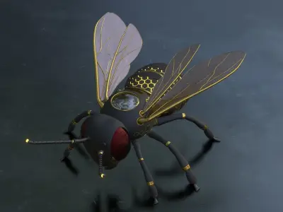 Mecha Honey Bee Low-poly 3D model